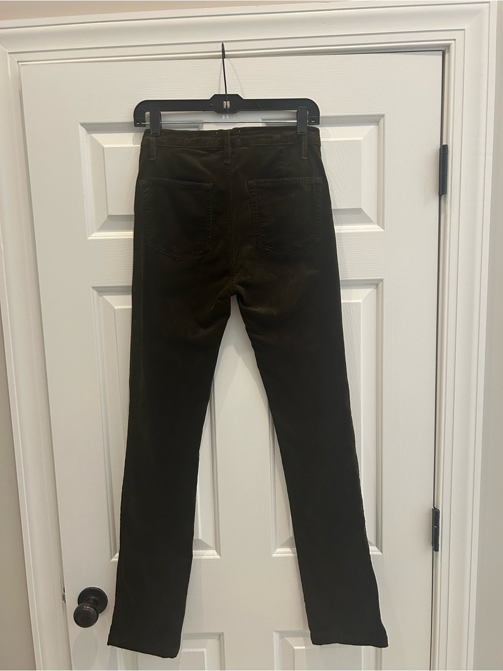 Frame Corduroy Olive High-Rise Straight Pants - Picture 3 of 4